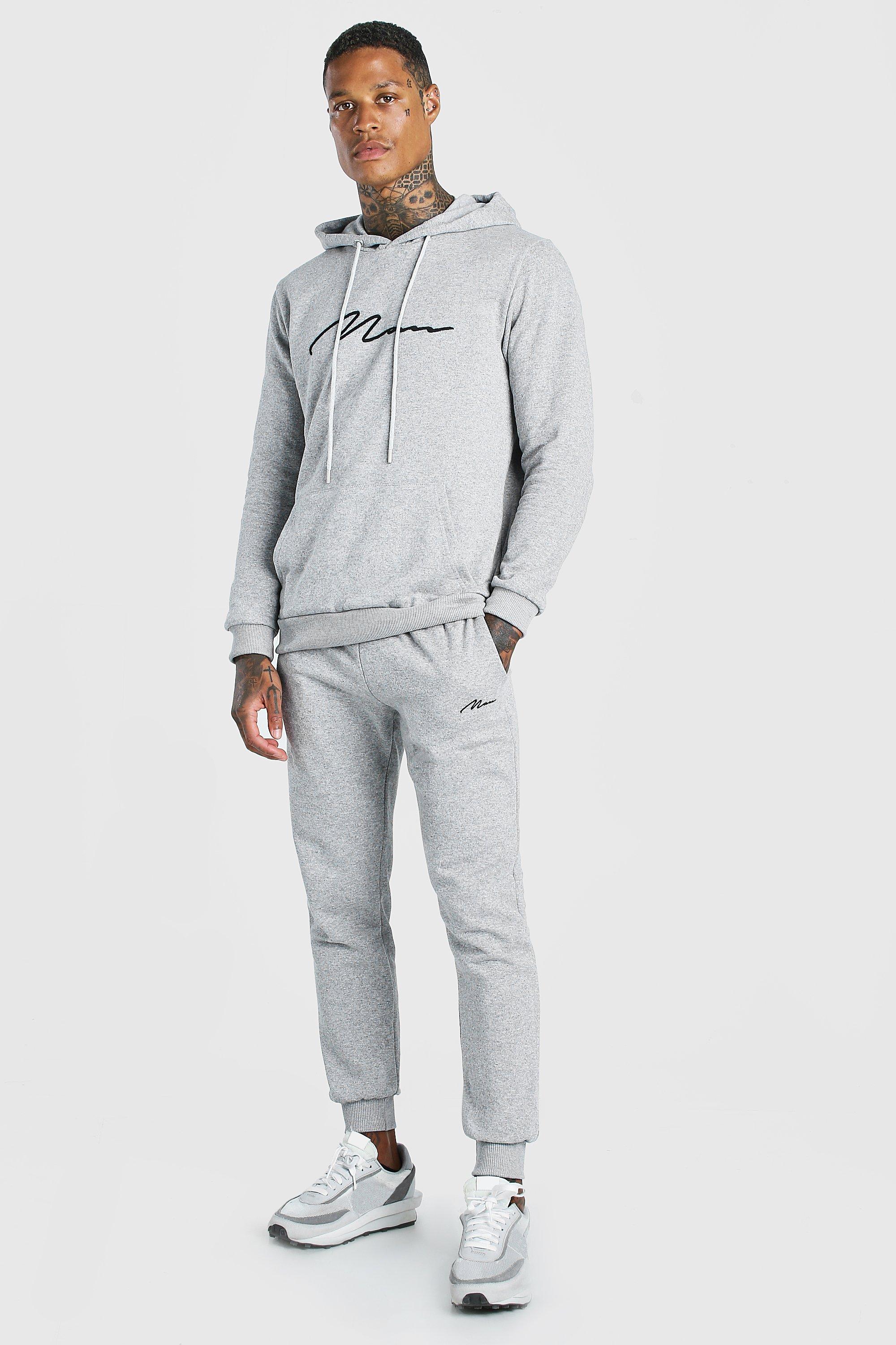 Boohooman grey tracksuit bottoms sale